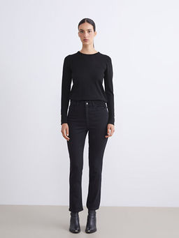 Slim Fit Kad?n ??i ?ardonlu Jean Pantolon