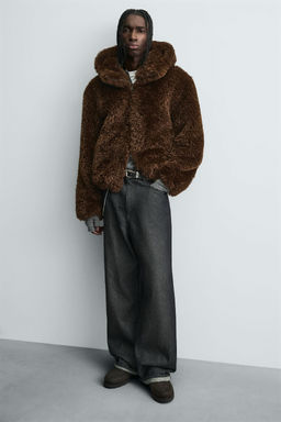 FAUX FUR HOODIE JACKET - Zara фото 7