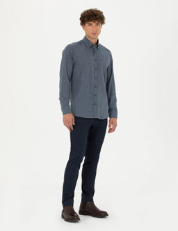 Lacivert Arm_rl_ Slim Fit Kanvas Pantolon
