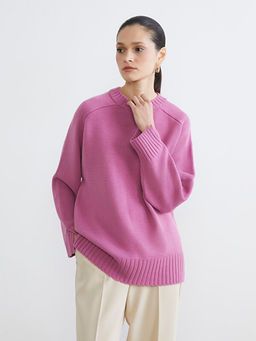 Bisiklet Yaka Oversize Kad?n Triko Tunik