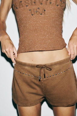 STONEWASHED SHORTS WITH STUDS - Zara фото 8