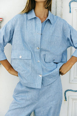 LINEN BLEND OVERSHIRT - Zara фото 6