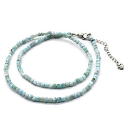 Чокер из ларимара кубик граненый 3мм, 43см Радуга камня