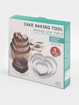 Набор форм для выкладки и выпечки KONFINETTA Сердце, 3 шт., 20?20?4.5 см, 15.5?15?4.5 см, 10?10?4.5 см, серебристый