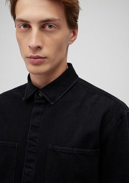 Siyah Denim Gomlek - Mavi фото 4