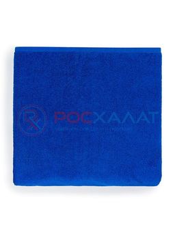 Махровое полотенце без бордюра синее ПМ-89 70х140