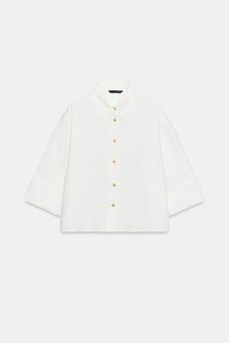 CAMISA CORTA MANGA ANCHA / Blanco
