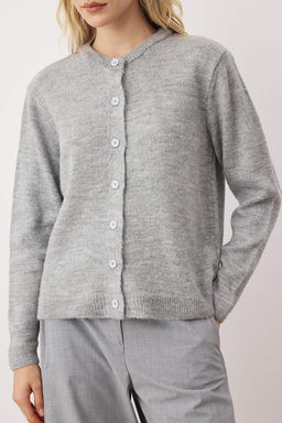 More Sustainable Gri Yumusak Dokulu Basic Triko H?rka TWOAW26HI00147