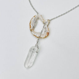 Кулон на цепочке с Агатом и Горным Хрусталем