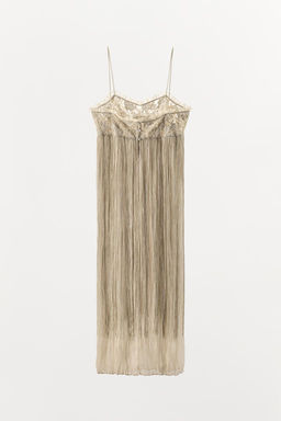EMBROIDERED FRINGED COMBINATION DRESS - Zara фото 7