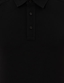 Siyah Slim Fit Dynamic Bask_l_ Polo Yaka Ti__rt