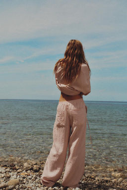 TEXTURED PYJAMA-STYLE TROUSERS - Zara фото 5