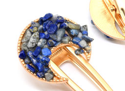 Заколка зажим для волос Месяц с лазуритом 7*3,5*1,8см