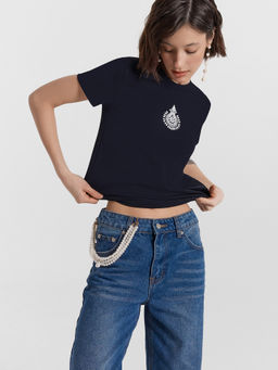 Футболка женская черная с принтом