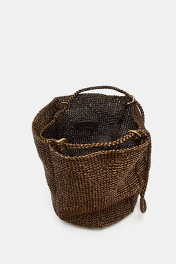 BOLSO DE MANO TEJIDO METALIZADO / Marr?n - Zara фото 5