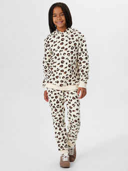 Комплект для девочек бежевый с принтом