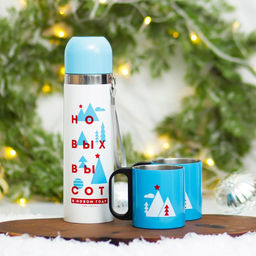 Подарочный набор «Новых высот», термос, кружка 2 шт