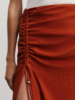 Юбка миди с разрезом из вискозы и льна / Zarina  фото 5