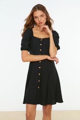 TRENDYOLMILLA Kiremit A Kesim Balon Kollu Mini Dokuma Elbise TWOSS20EL2314  фото 3