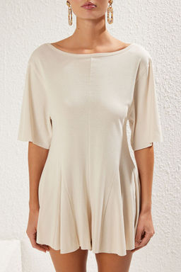TRENDYOLMILLA Plaj Giyim Siyah Orme Oversize Volanl? Tulum TBESS25TU00001  фото 4