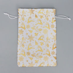 Цена за 5 шт. Мешочек подарочный холща Новогодние олени, тиснение, 16 24 см +/- 1.5 см - Дарите счастье фото 5