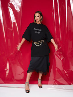 Юбка Mark Formelle x Ольга Бузова черная с кружевными деталями