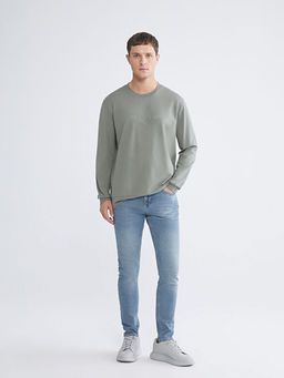 Bisiklet Yaka Bask?l? Erkek Sweatshirt