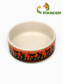 Миска керамическая Ночные кошки 200 мл, 10.54 см, красная - Пижон фото 2