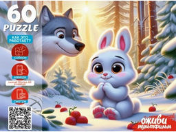 Puzzle 60 элементов "Оживи мультфильм. Зайка беленький" (П60-3531)