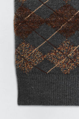 CHALECO PUNTO ROMBOS TEXTURA SOSHIOTSUKI X ZARA / Gris antracita  фото 8