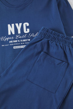 TRENDYOL MAN Siyah Bask?l? Regular Fit Orme Sortlu Pijama Tak?m? TMNSS25PT00013 - Trendyolmilla фото 3