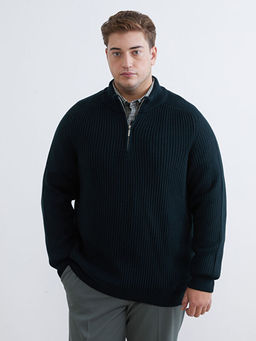 B?y?k Beden Dik Yaka Erkek Triko Kazak