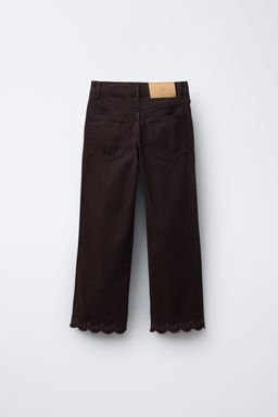STRAIGHT-LEG DENIM TROUSERS WITH WAVY EMBROIDERY - Zara фото 2