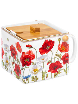 Банка д/сыпучих прод. 1 л 16,5х15,5х11,5 см Маки, с откид. бамбук. крыш.+ложка NEW BONE CHINA - Elan gallery фото 15