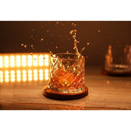 Стакан для виски «Торн», 250 мл, на деревянной подставке, стекло, прозрачный