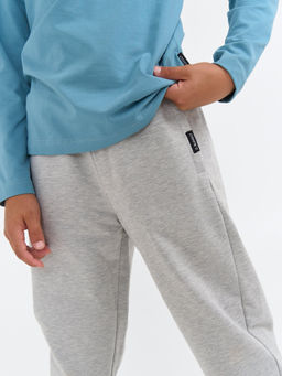 Джоггеры облегченные "Серый меланж" с карманами 7+