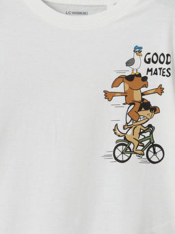 Bisiklet Yaka Bask?l? Erkek ?ocuk Ti??rt