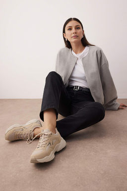 Bej Kontrast Rahat Taban Chunky Kad?n Spor Ayakkab? TAKAW26SN00023