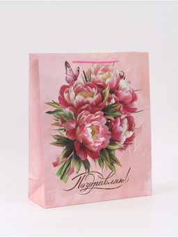 Пакет подарочный «Цветы. Поздравляю!», 40×15×49 см