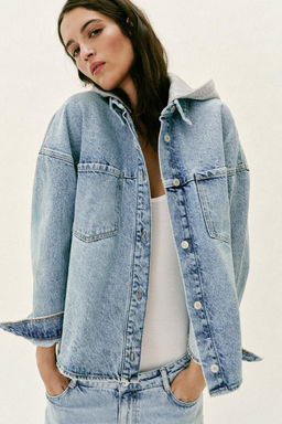 CAZADORA Z1975 DENIM OVERSIZE CAPUCHA / Azul claro - Zara фото 3