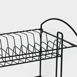 Сушилка для посуды с поддоном 2-х ярусная, разборная, 39.5×24×29.5 см, чёрная