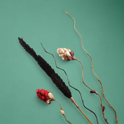 Сухоцвет на бамбуковом стебле, 150 см, белый