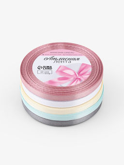 Набор лент атласных (5шт) 6мм*25±1ярд(23м±1м) №01/13/64/135/180 пастель АУ