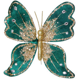 Украшение новогоднее "Искристая бабочка" 19*19 см, Изумруд