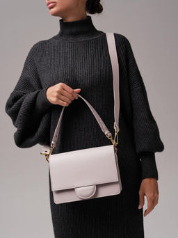 Сумка кожаная через плечо Deboro 30574 розовый дым