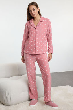Trendyolmilla Gri K?s Temal? Cepli Polar K?sl?k Orme Pijama Tak?m? THMAW25PT00071