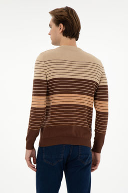 Erkek Slim Fit Bisiklet Yaka Kahverengi Kazak - U.s. polo assn фото 5