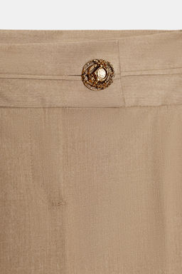 GOLD BUTTON WIDE-LEG TROUSERS - Zara фото 9