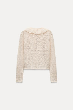 POINTELLE KNIT CARDIGAN WITH RUFFLES - Zara фото 4