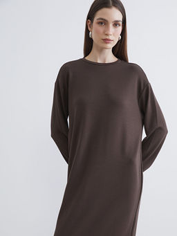 Bisiklet Yaka Y?rtma?l? Sweat Elbise